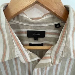 Vince Linen blend shirt sleeve button up shirt